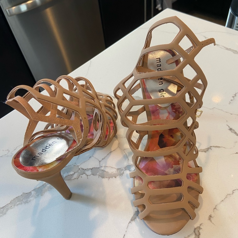 Steve Madden nude “cage” heels